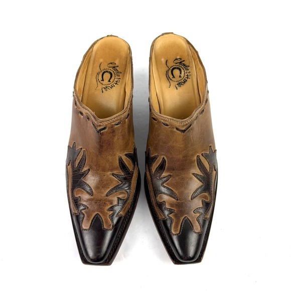 Charlie 1 Horse Shoes - Charlie 1 Horse Mules 7 Brown Leather Distressed Slip On Western Shoes 37.5